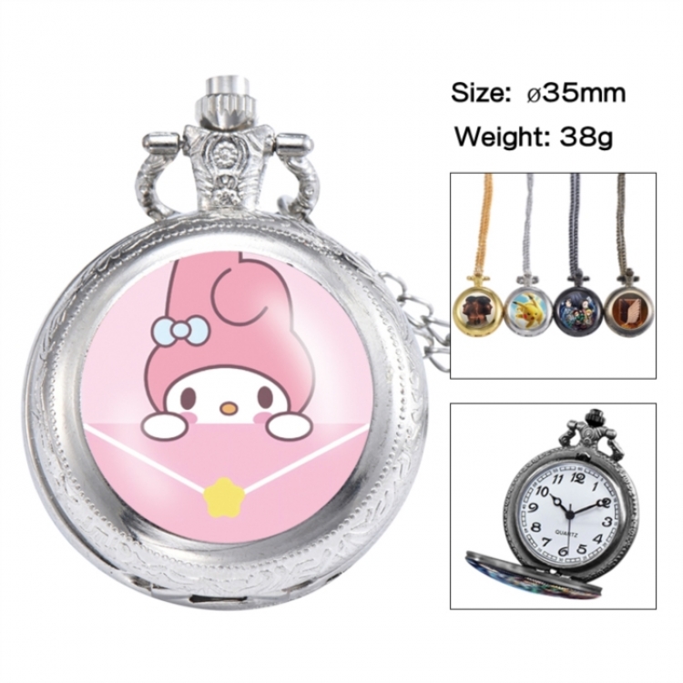 Sanrio Anime peripheral European and American retro flip pocket watch 35mm