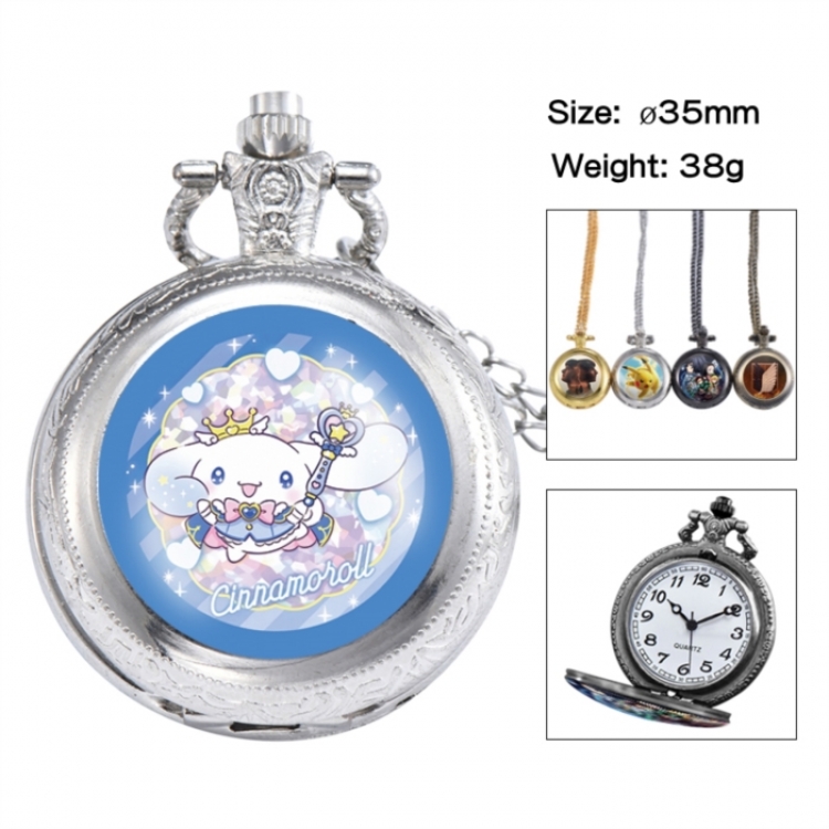 Sanrio Anime peripheral European and American retro flip pocket watch 35mm