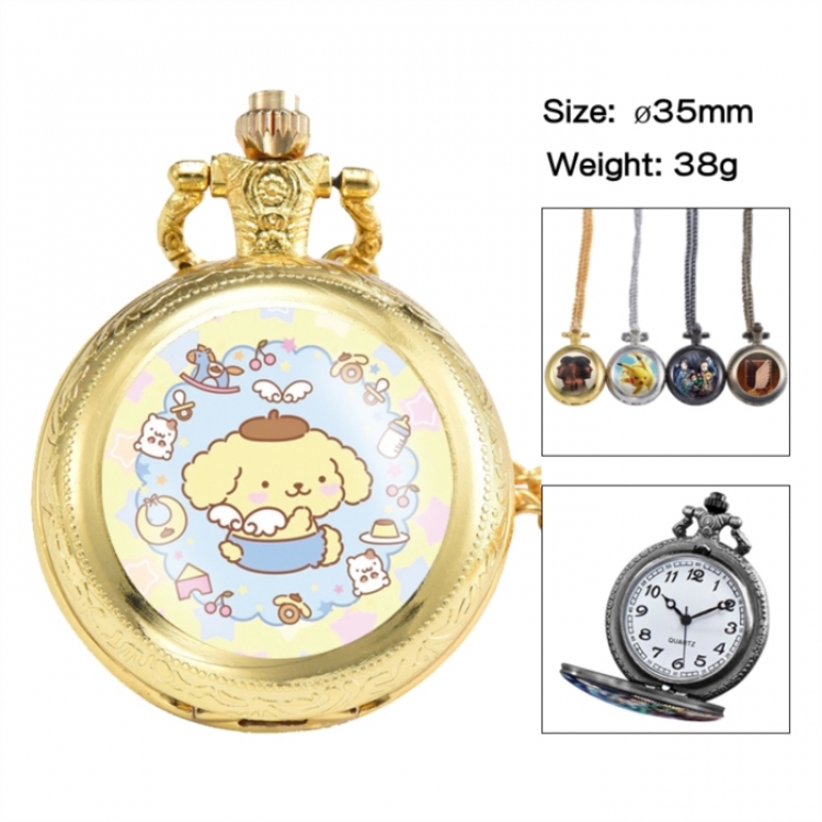 Sanrio Anime peripheral European and American retro flip pocket watch 35mm