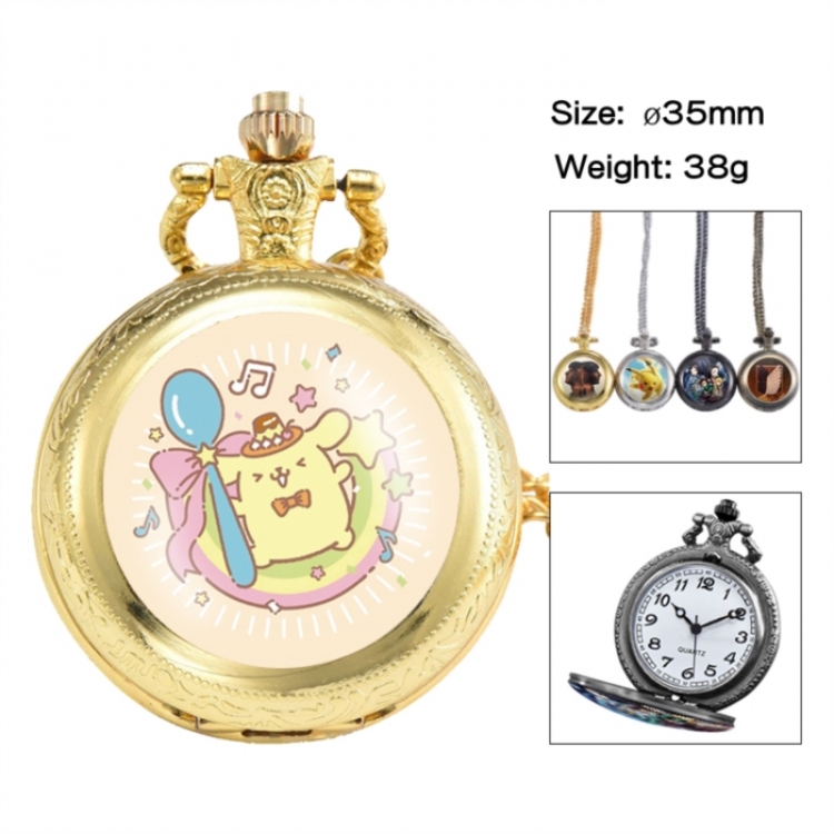 Sanrio Anime peripheral European and American retro flip pocket watch 35mm