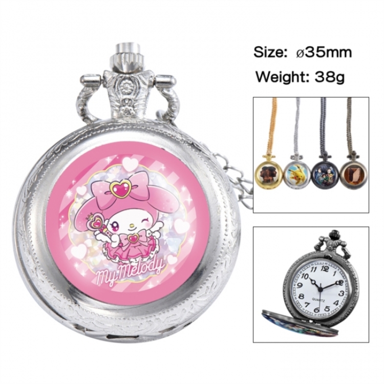 Sanrio Anime peripheral European and American retro flip pocket watch 35mm