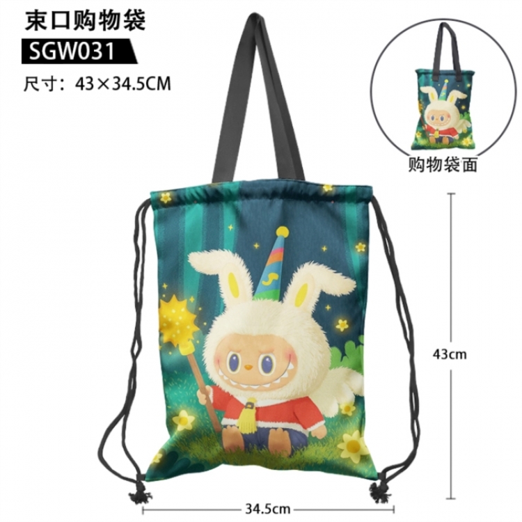 Labubu  Cartoon drawstring shopping bag 43X34.5CM