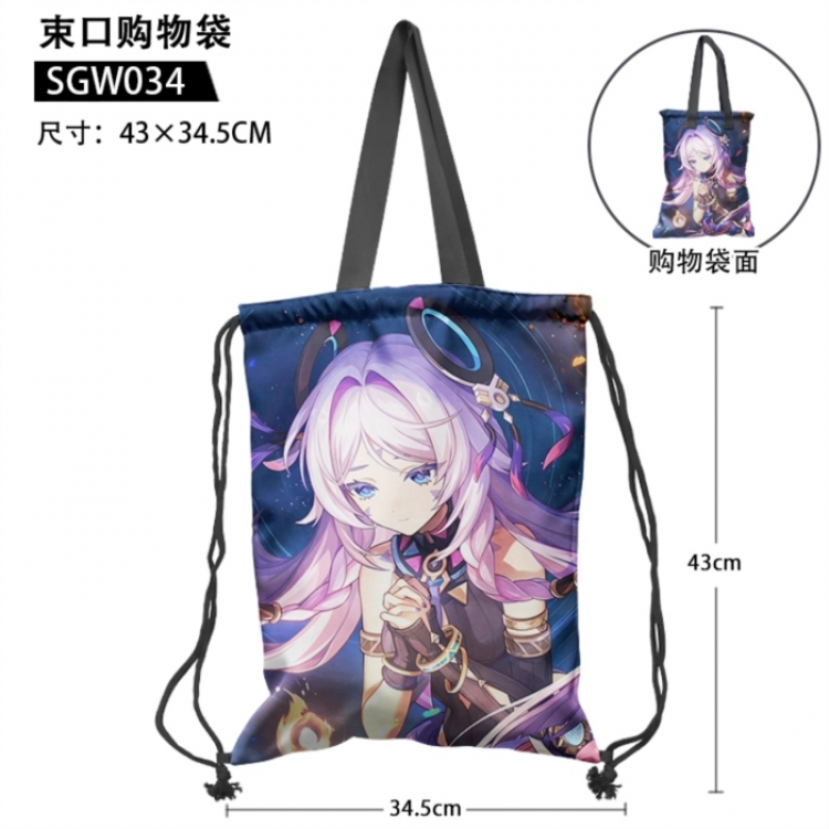Genshin Impact Cartoon drawstring shopping bag 43X34.5CM