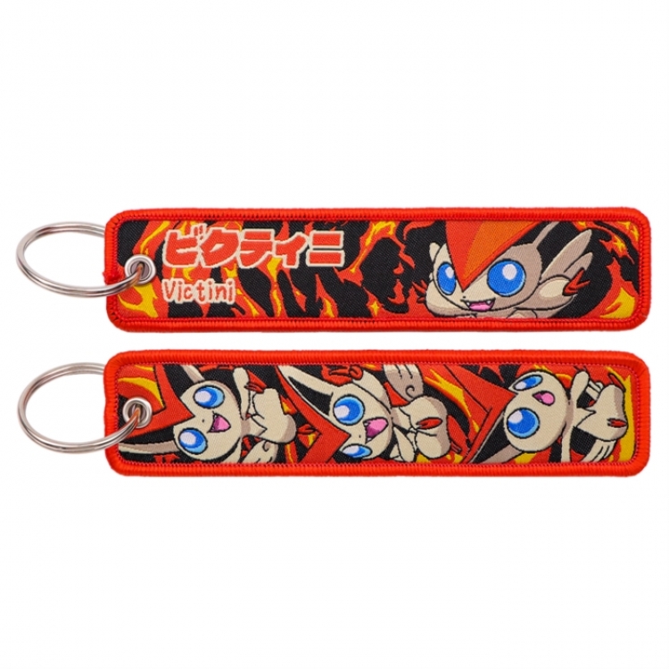 Pokemon Double sided color woven label keychain with thickened hanging rope 13x3cm 10G price for 5 pcs