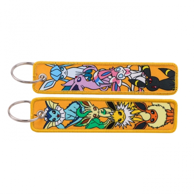 Pokemon Double sided color woven label keychain with thickened hanging rope 13x3cm 10G price for 5 pcs