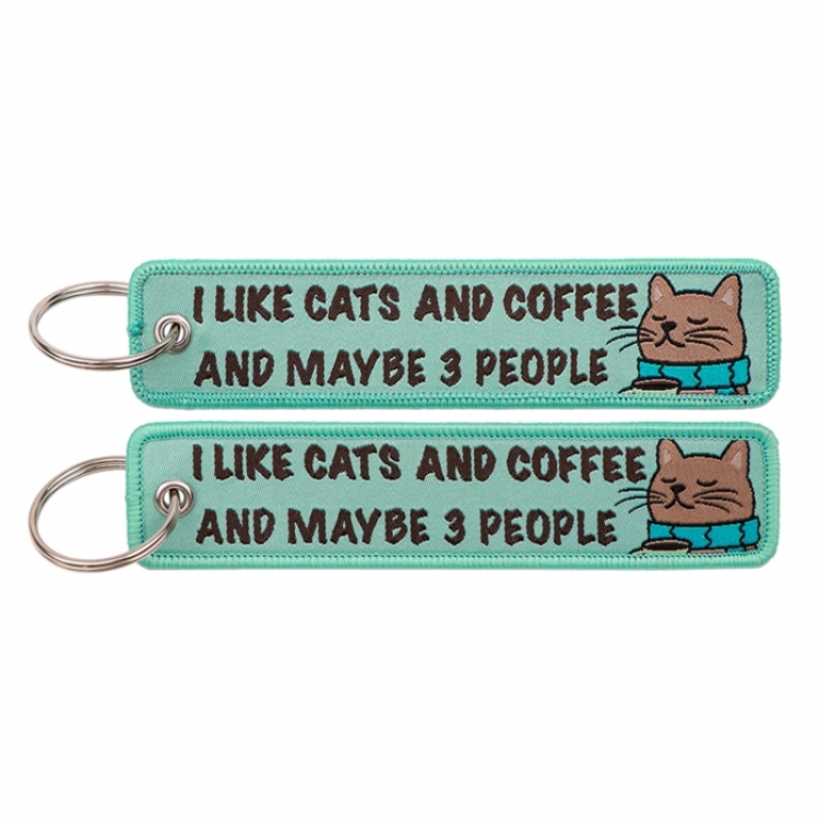 Double sided color woven label keychain with thickened hanging rope 13x3cm 10G price for 5 pcs
