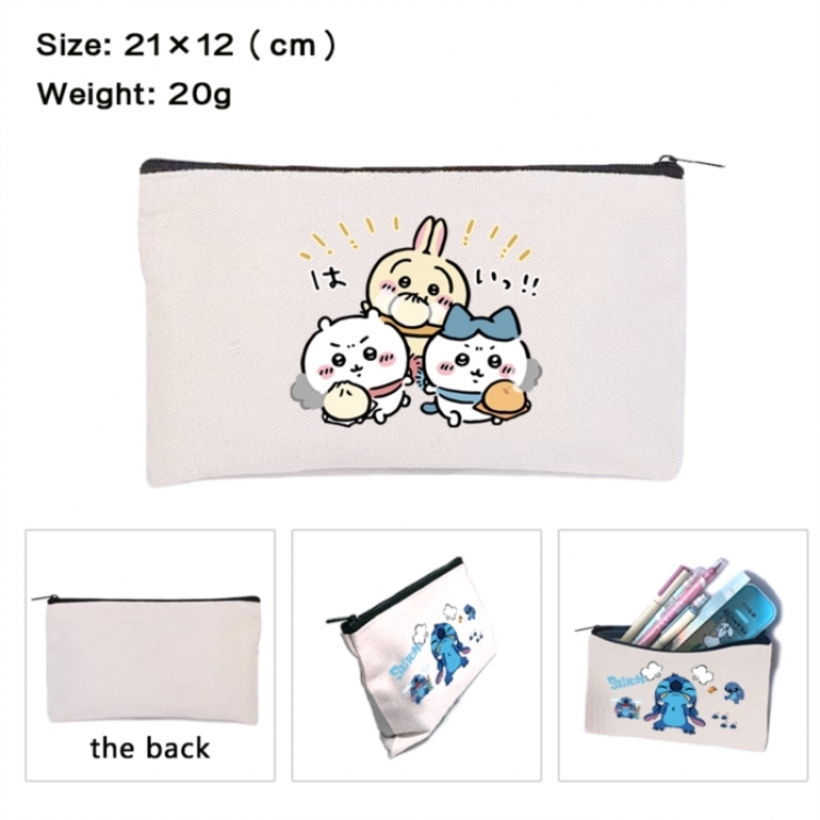 Chiikawa Anime canvas minimalist printed pencil case storage bag 21X12cm