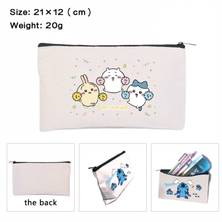 Chiikawa Anime canvas minimalist printed pencil case storage bag 21X12cm