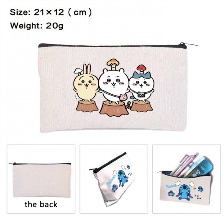 Chiikawa Anime canvas minimalist printed pencil case storage bag 21X12cm