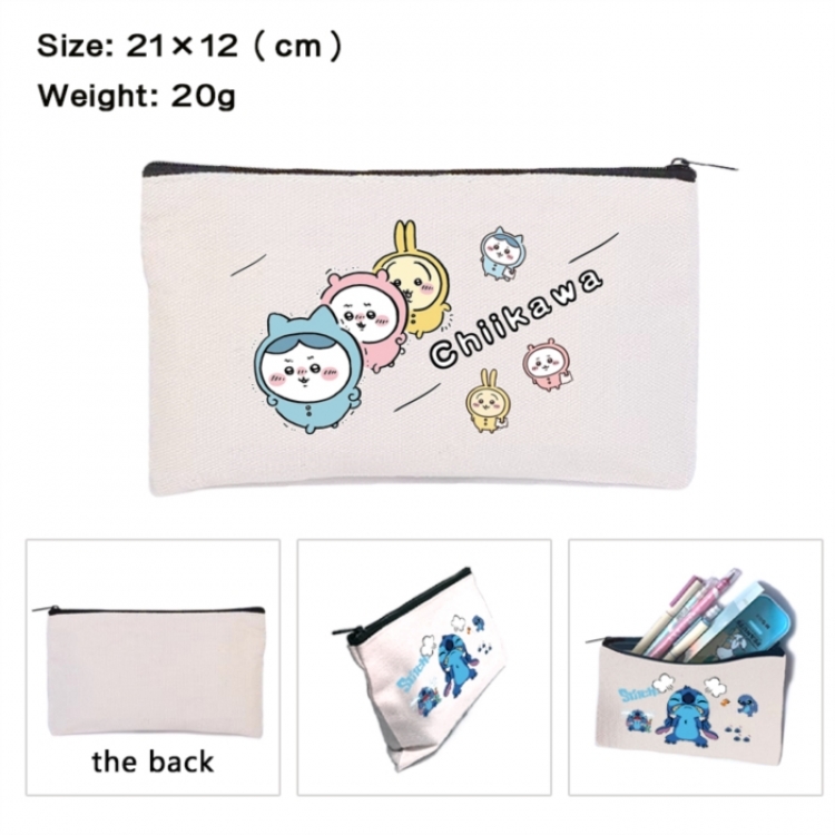 Chiikawa Anime canvas minimalist printed pencil case storage bag 21X12cm