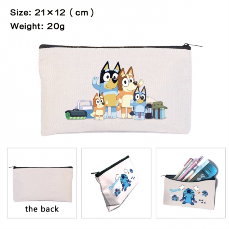 Bluey Anime canvas minimalist printed pencil case storage bag 21X12cm
