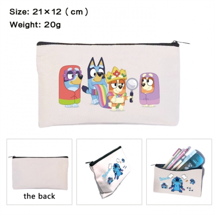 Bluey Anime canvas minimalist printed pencil case storage bag 21X12cm