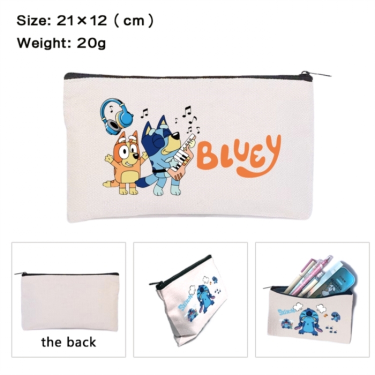Bluey Anime canvas minimalist printed pencil case storage bag 21X12cm