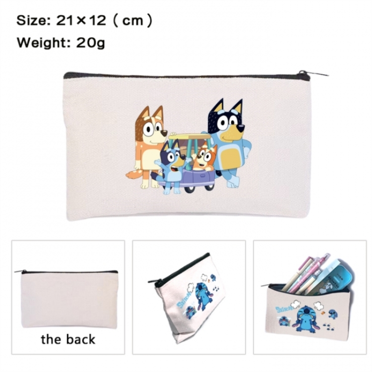 Bluey Anime canvas minimalist printed pencil case storage bag 21X12cm