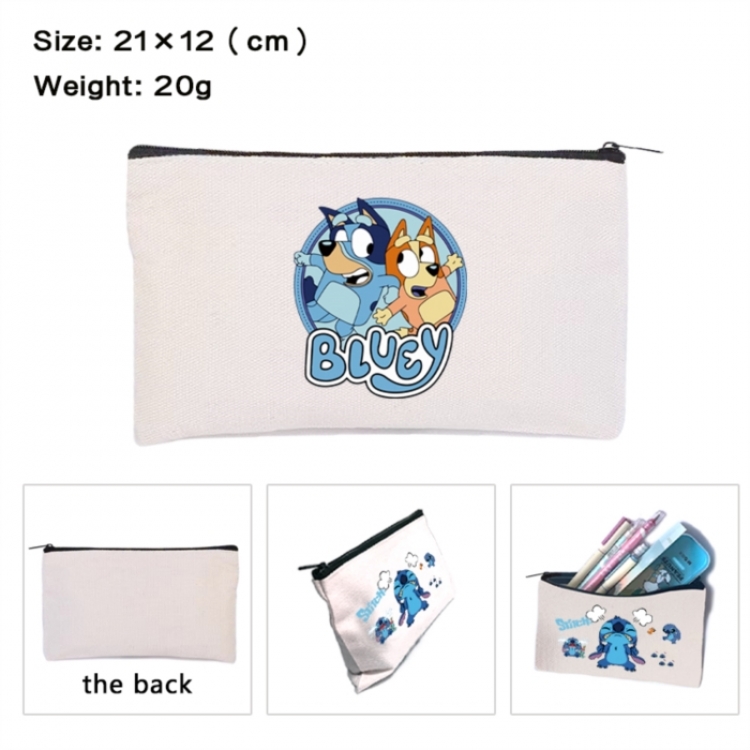 Bluey Anime canvas minimalist printed pencil case storage bag 21X12cm