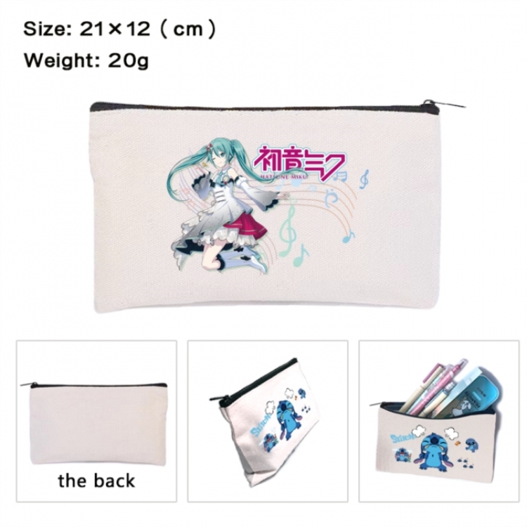Hatsune Miku Anime canvas minimalist printed pencil case storage bag 21X12cm