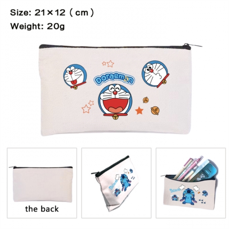 Doraemon Anime canvas minimalist printed pencil case storage bag 21X12cm