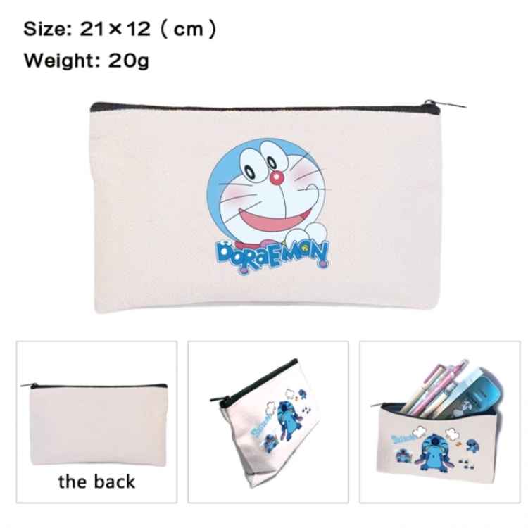 Doraemon Anime canvas minimalist printed pencil case storage bag 21X12cm