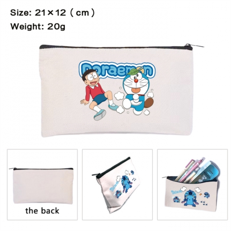 Doraemon Anime canvas minimalist printed pencil case storage bag 21X12cm