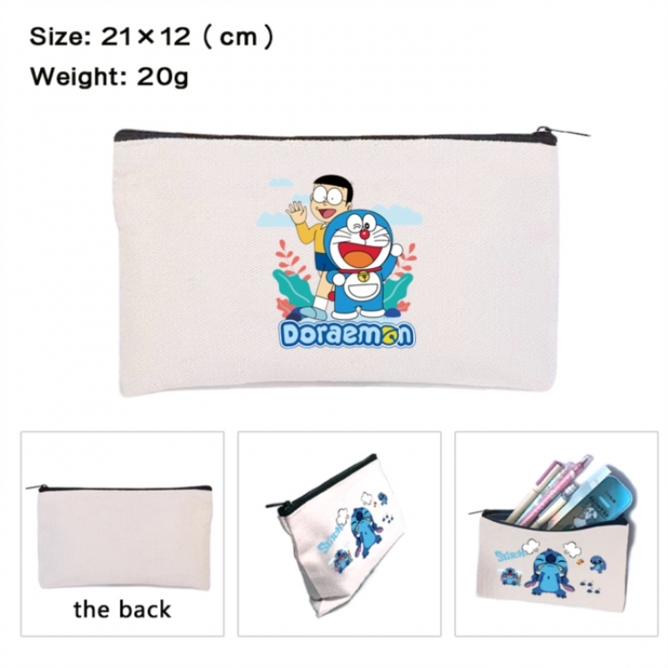 Doraemon Anime canvas minimalist printed pencil case storage bag 21X12cm