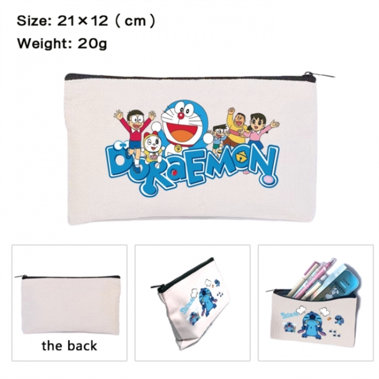 Doraemon Anime canvas minimalist printed pencil case storage bag 21X12cm
