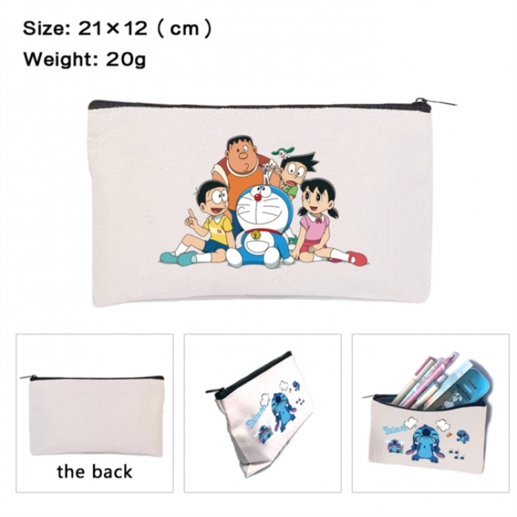 Doraemon Anime canvas minimalist printed pencil case storage bag 21X12cm