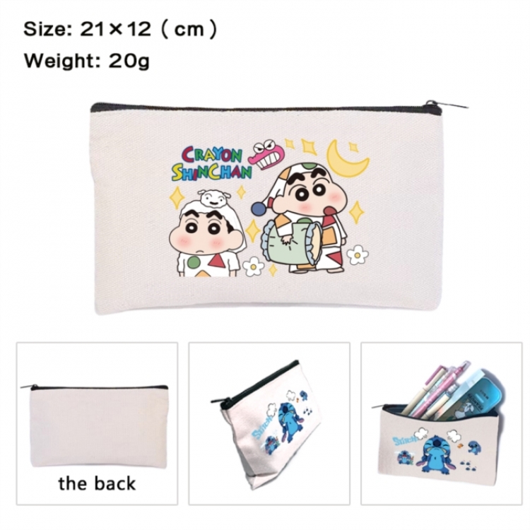 CrayonShin Anime canvas minimalist printed pencil case storage bag 21X12cm