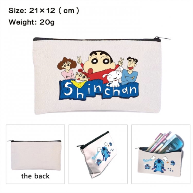 CrayonShin Anime canvas minimalist printed pencil case storage bag 21X12cm