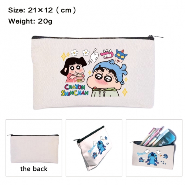 CrayonShin Anime canvas minimalist printed pencil case storage bag 21X12cm