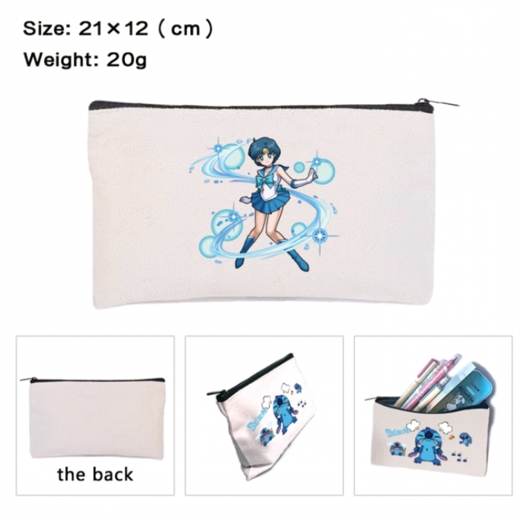 sailormoon Anime canvas minimalist printed pencil case storage bag 21X12cm
