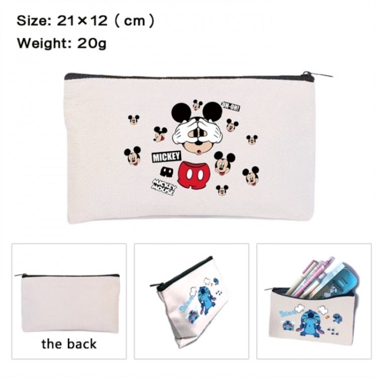 Mickey Anime canvas minimalist printed pencil case storage bag 21X12cm
