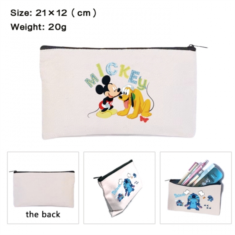 Mickey Anime canvas minimalist printed pencil case storage bag 21X12cm