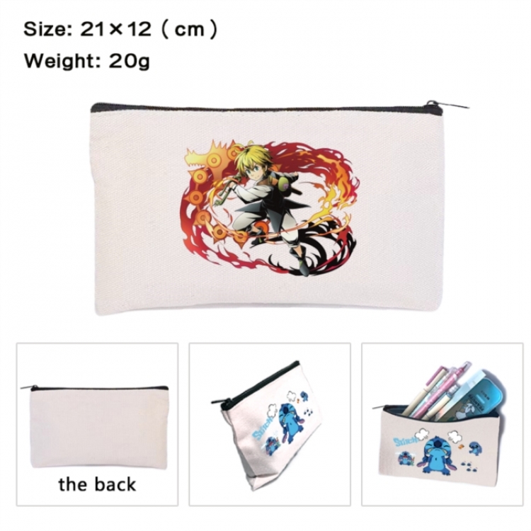 The Seven Deadly Sins Anime canvas minimalist printed pencil case storage bag 21X12cm