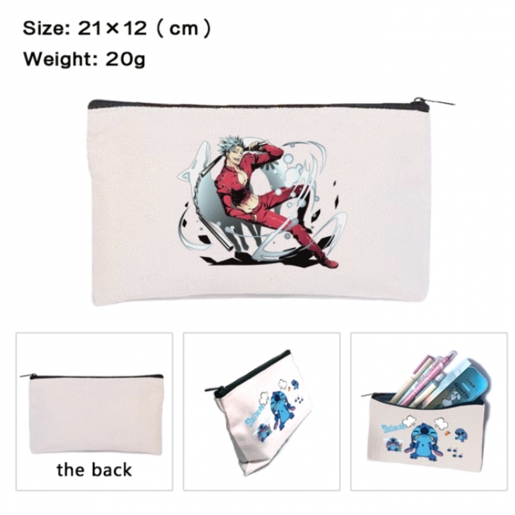 The Seven Deadly Sins Anime canvas minimalist printed pencil case storage bag 21X12cm
