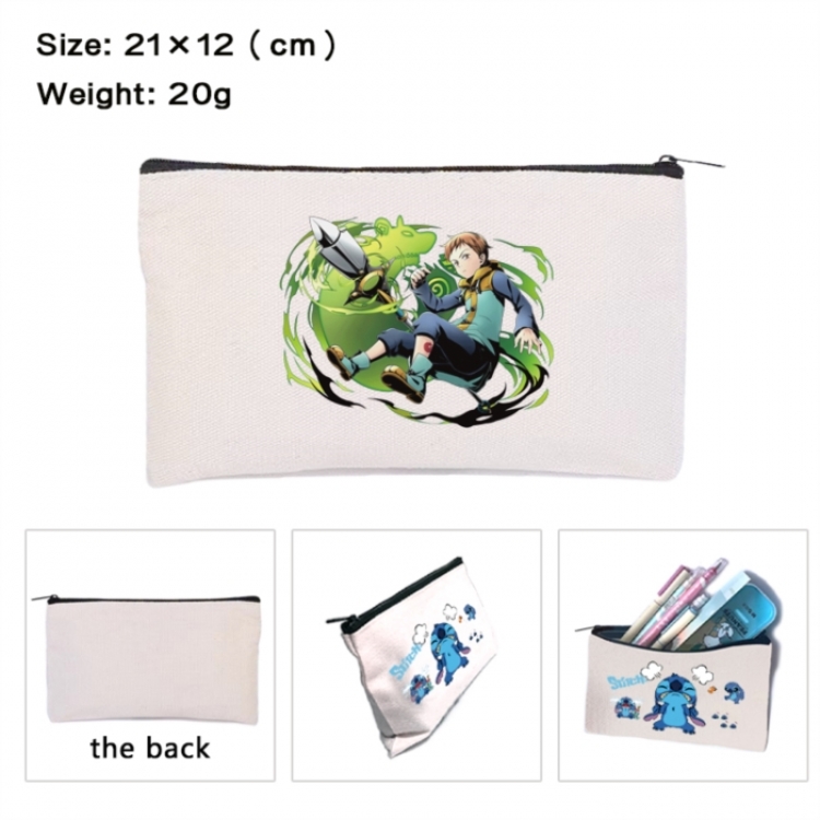 The Seven Deadly Sins Anime canvas minimalist printed pencil case storage bag 21X12cm