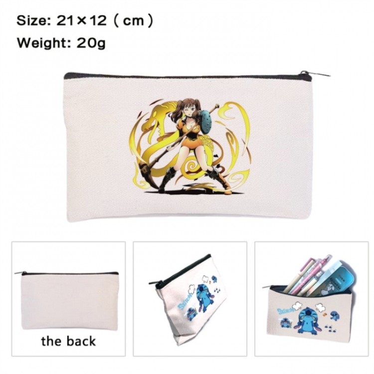 The Seven Deadly Sins Anime canvas minimalist printed pencil case storage bag 21X12cm