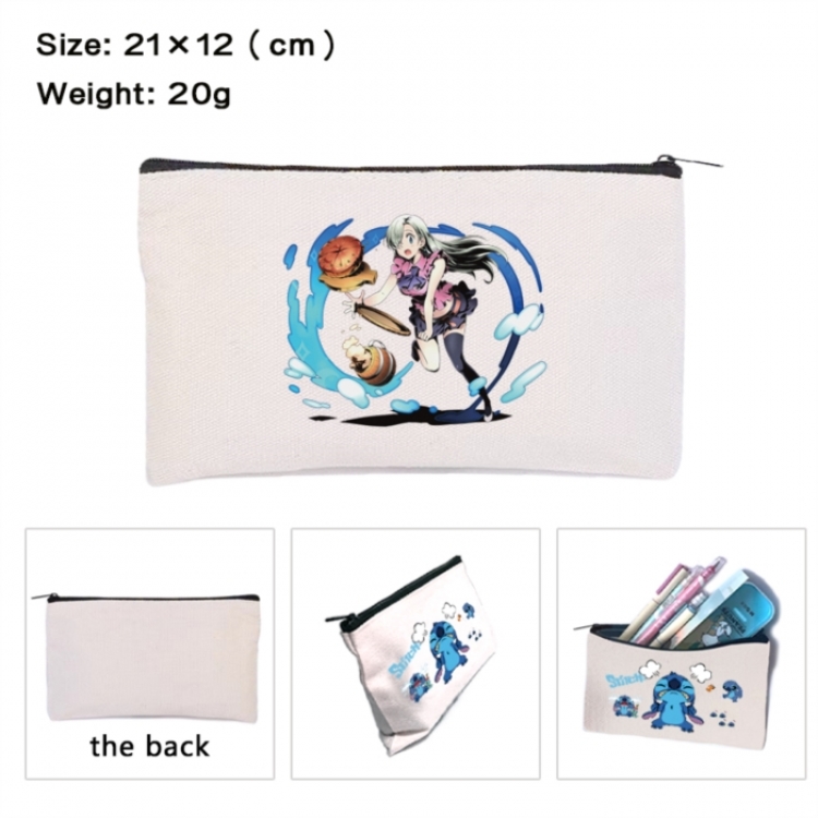 The Seven Deadly Sins Anime canvas minimalist printed pencil case storage bag 21X12cm