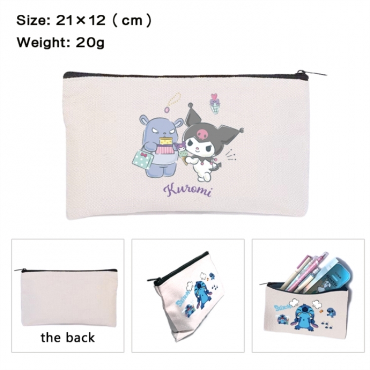 Sanrio Anime canvas minimalist printed pencil case storage bag 21X12cm