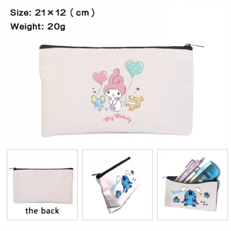 Sanrio Anime canvas minimalist printed pencil case storage bag 21X12cm