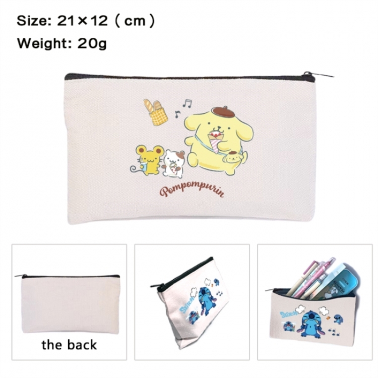 Sanrio Anime canvas minimalist printed pencil case storage bag 21X12cm