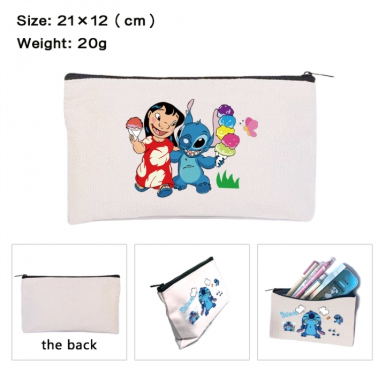 Lilo & Stitch Anime canvas minimalist printed pencil case storage bag 21X12cm