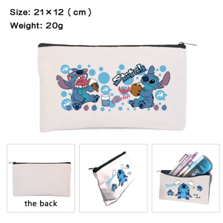Lilo & Stitch Anime canvas minimalist printed pencil case storage bag 21X12cm