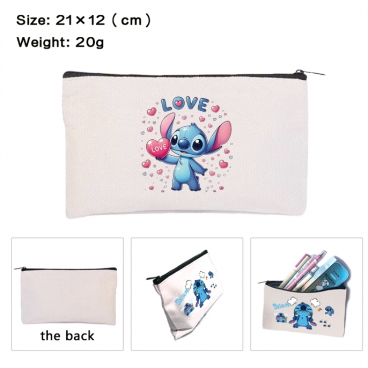 Lilo & Stitch Anime canvas minimalist printed pencil case storage bag 21X12cm
