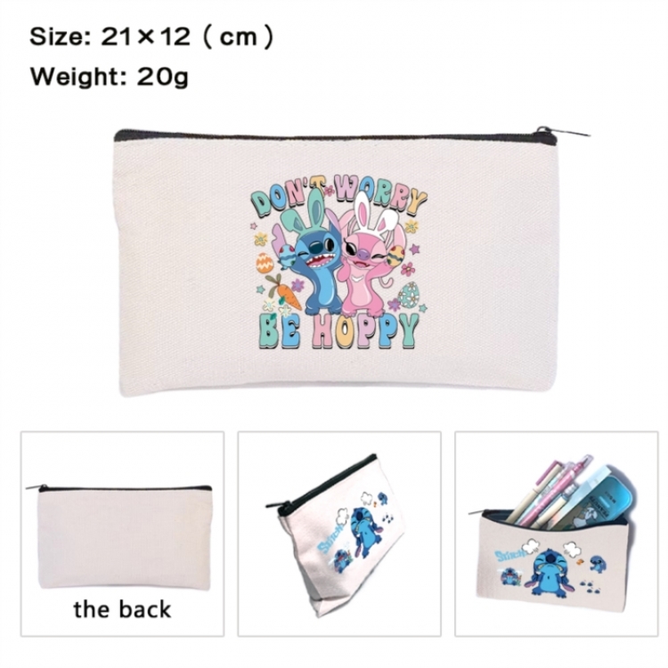 Lilo & Stitch Anime canvas minimalist printed pencil case storage bag 21X12cm