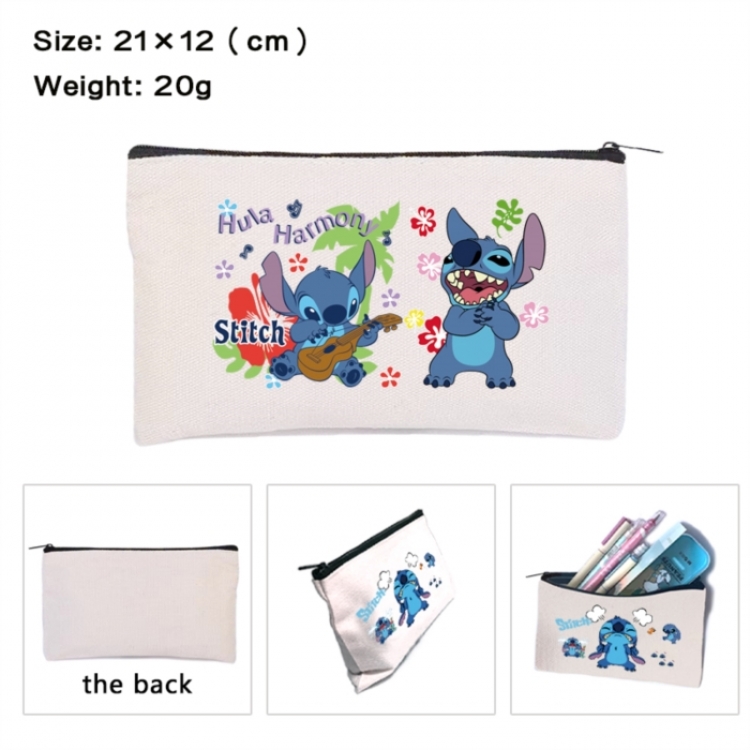 Lilo & Stitch Anime canvas minimalist printed pencil case storage bag 21X12cm