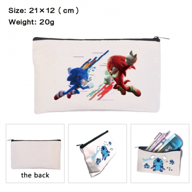 Sonic The Hedgehog Anime canvas minimalist printed pencil case storage bag 21X12cm