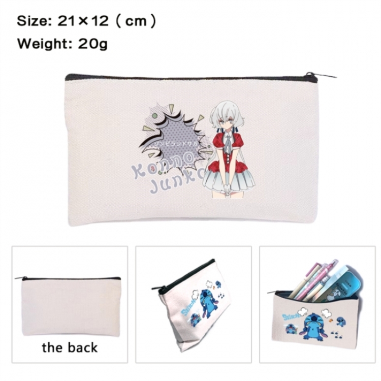 ZombieLandSaga Anime canvas minimalist printed pencil case storage bag 21X12cm