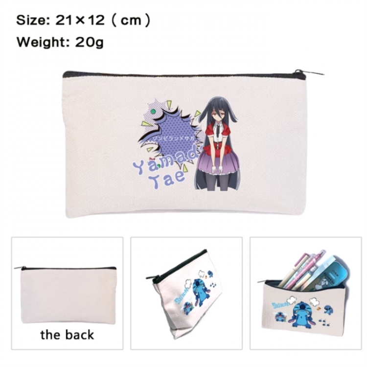ZombieLandSaga Anime canvas minimalist printed pencil case storage bag 21X12cm