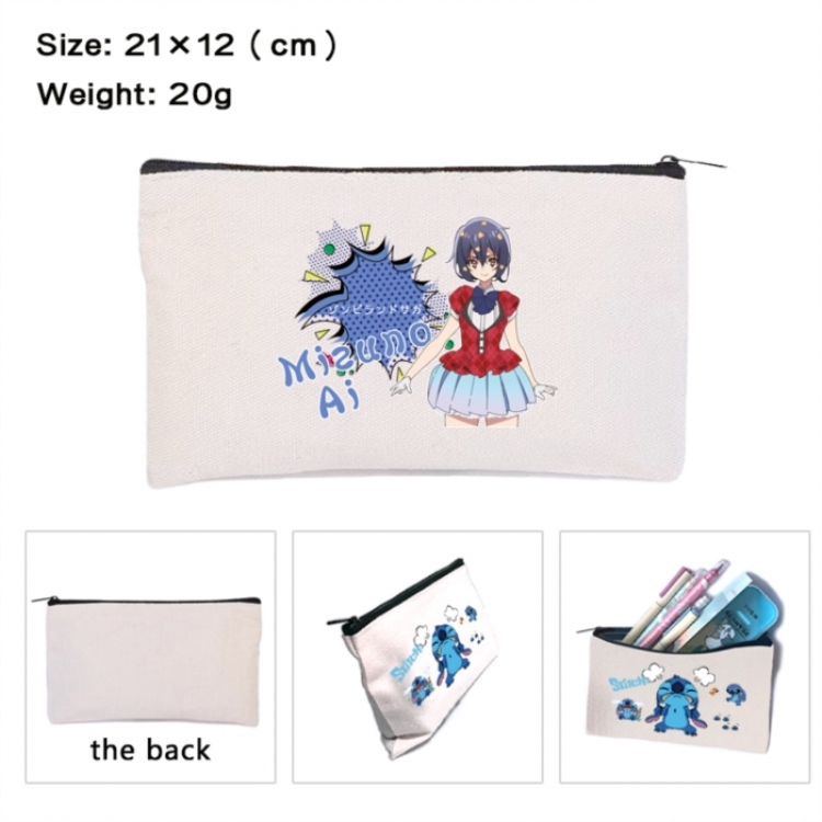 ZombieLandSaga Anime canvas minimalist printed pencil case storage bag 21X12cm