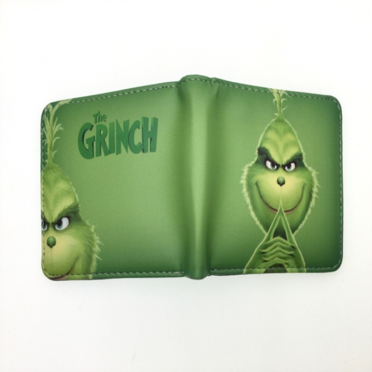 Christmas Green Haired Monster Anime two fold  Short wallet 11X9.5CM 60G